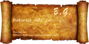 Bakonyi Géza névjegykártya