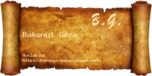 Bakonyi Géza névjegykártya