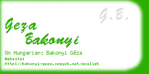 geza bakonyi business card